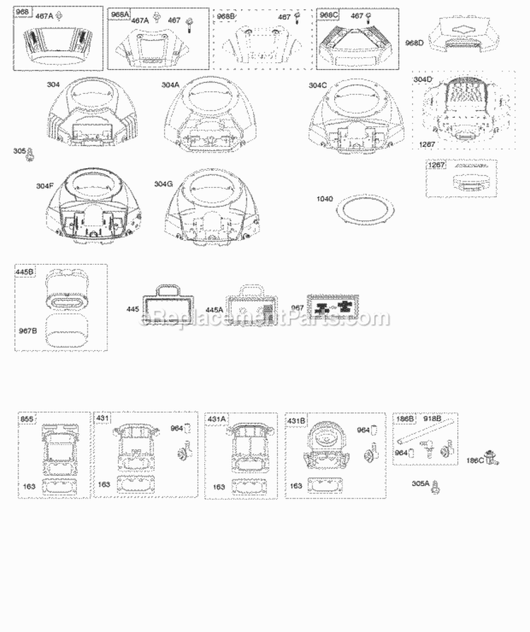 Blower Housing Air Cleaner Diagram and Parts List for 40G777-1222-B1  Briggs and Stratton Engine